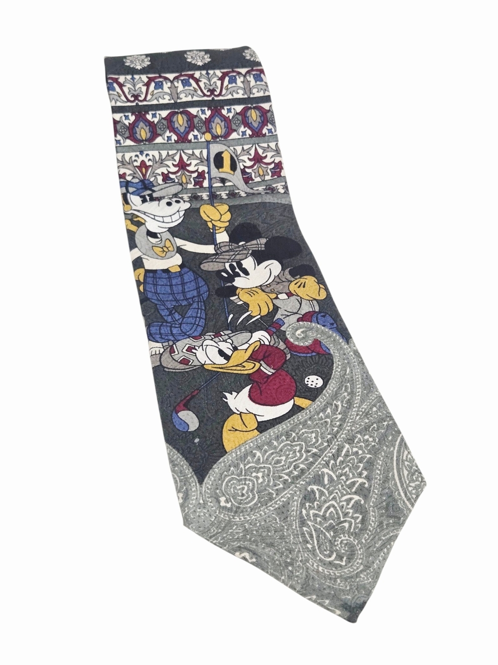 Vintage Mickey & Co. Disney Golf Silk Necktie Mickey Mouse Donald Duck